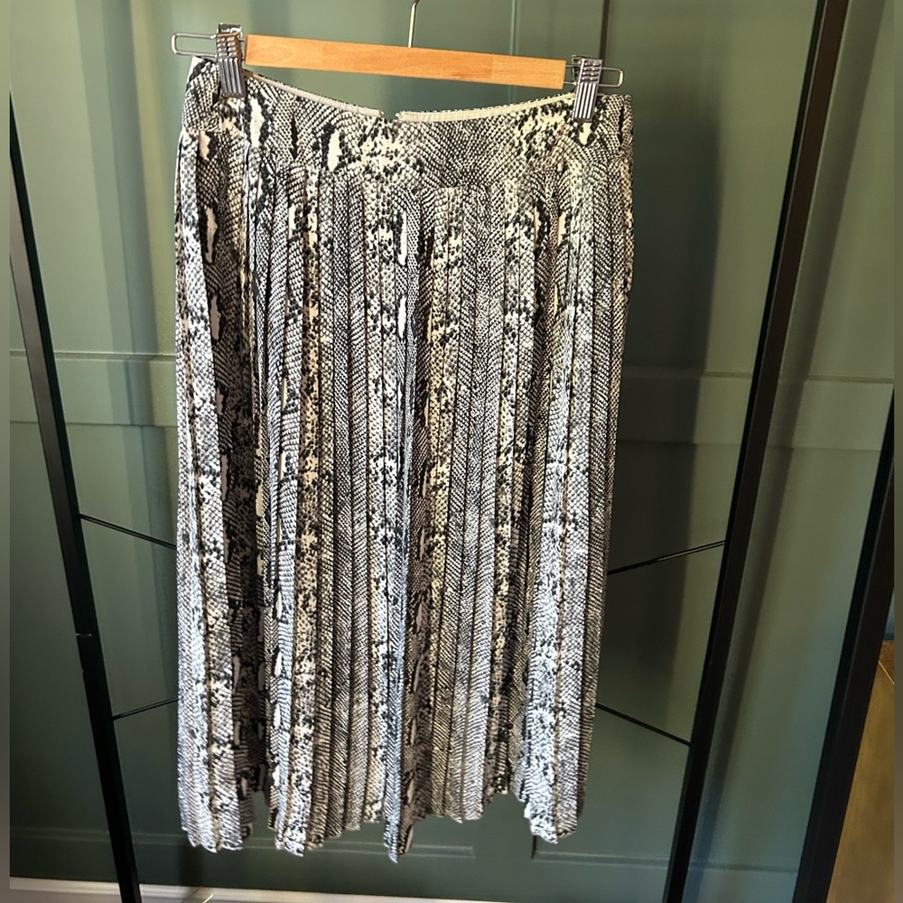 J. Crew Factory Black and White snake Print Midi Skirt